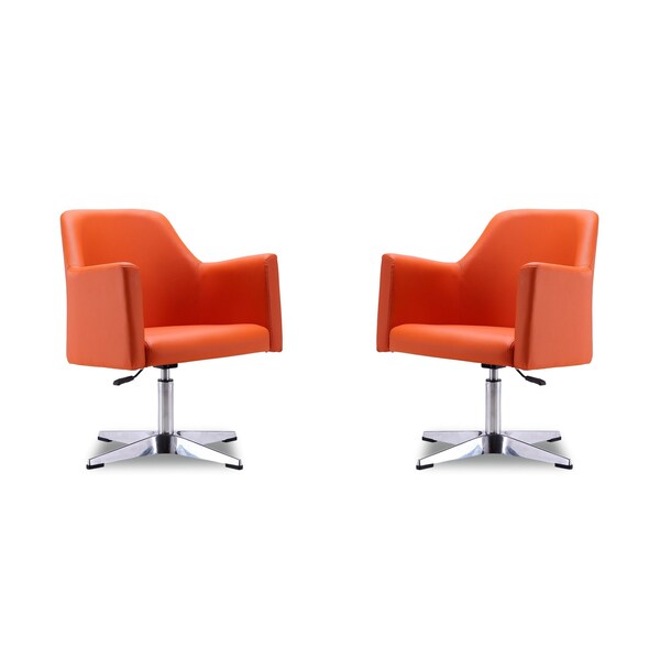 Manhattan Comfort Pelo Adjustable Height Swivel Accent Chair in Orange and Polished Chrome, PK2 2-AC030-OR - main